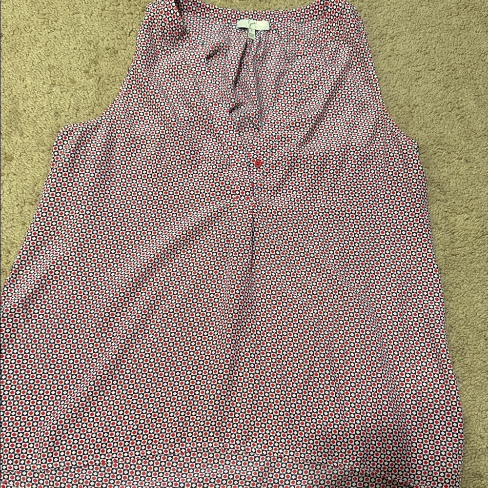 Joie Red and Blue Diamond Pattern Top 100% Silk Size S